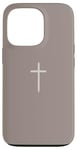 Coque pour iPhone 13 Pro Simple Cross Christian Earthy Boho Minimaliste Beige Taupe