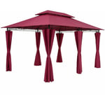 Tonnelle de jardin Topas 3x4 m Tente de réception avec toile hydrofuge Pavillon pergola Mobilier extérieur Rouge