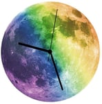 Glow in The Dark Moon Horloge Murale Décorative Suspendue Horloge Nuit Lumineuse Chambre Mur Art Décoration pour Enfants Chambre Chambre Bureau À Domicile 30 Cm (Coloré)