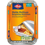 Albal Aluminium 31 x 21 x 4 cm avec Couvercle | Jetable | Cuisine, congélation et Conservation des Aliments | 4-6 portions | 2 moules, Aluminium, 31 x 21