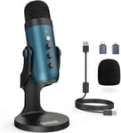 Microphone USB, Micro Gaming PC pour Phone Ordinateur PS5, avec Muet/Echo/Gain et Mode de Réduction du Bruit, pour Enregistrement, Streaming, YouTuber, Vocal, Zoom,TikTok, ASMR, k66 Sarcelle.[G11]