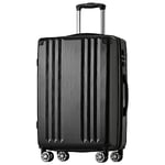 Merax Valise Rigide à roulettes avec Serrure en Pouces TSA avec 4 roulettes et poignée télescopique en ABS Noir Taille XL 76,5 x 50,5 x 31,5 cm, Noir, XL, Mallette Rigide