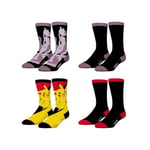 FREEGUN Chaussette Homme Pokemon, Chaussettes Homme Pikachu, Mewtwo (Lot de 4), Violet, Noir, Jaune, Rouge, Taille 39/42