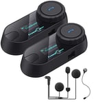 FreedConn 2*TCOM SC Intercom Moto Bluetooth,800M 2-3 Riders Group des Moto Communication Systèmes Bluetooth,avec écran LCD,Radio FM,Partage de Musique,Oreillette Bluetooth pour Casque Moto