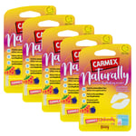 5 x Carmex NATURALLY Berry Lip Balm Natural Hydrating Moisturising Stick 4.25g