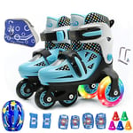 Haojie 6 très Beaux Skates Enfants garçons débutants Double rangée Enfants 4 Roues garçons et Filles Roller Patinage Patinage roulettes,E,S