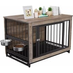 Tlgreen - liferun Cage pour Chien Interieur, 93x64x58cm, Cage Chien xxl en Bois, Caisse pour Chien avec 2 Gamelles et Portes pour Chien, avec Plateau