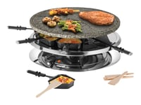 Unold Raclette 48726 Multi 4 In 1 - Raclette/Fondue/Grill/Varm Stein - 1.3 Kw - Rustfritt Stål / Svart