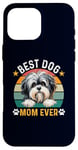 Coque pour iPhone 16 Pro Max Meilleure mère de chien Lowchen de tous les temps, propriétaire et amante de chiens amusants et rétro