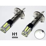 H1 Dimljus led 6000K med 57st 3014smd chip  2-pack P14.5s Silvergrå