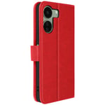 Avizar Case for Xiaomi Redmi 13C Card-holder Cover Video Stand Feature, Red