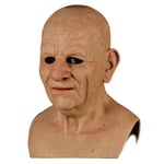 Halloween latex helmask, gammal mansmask Realistisk människoveckad huvudmask, ansiktstäckning för gammal man, för maskerad silikon Halloween-mask (barhuvad)