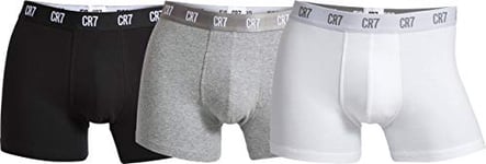 CR7 Cristiano Ronaldo - BASIC - Boxers pour hommes - Lot de 3 - Blanc/Gris/Noir - Taille XXL (CR7-JBS-8100-49-633-2XL)