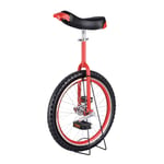 JFF Unicycle Wheeled Bike Skidproof Tire Bike Height Adjustable Alloy Rim Bicycle with Sturdy Storage Stand Balance Cycling Exercise Fitness,Red,16