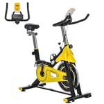 HOMCOM Vélo d'appartement vélo de Fitness vélo d'intérieur avec écran LCD multifonctions vélo cardio-training selle et guidon réglables acier noir et jaune