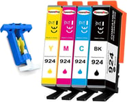 924 Cartouches Encre Pour Hp 924 Cartouche Compatibles Avec Hp Officejet 8122E 8132E 8124E 8132E 8135E 8134E 8125E 8120E Imprimante Noir Megenta Jaune Bleu Pack De 4 (Pas Avec Puce[DYJ073008]