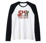 Joy To The World Nativity Scene Christmas Raglan Baseball Tee