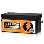 ECO-WORTHY Batterie Lithium 12V 280AH LiFePO4 Rechargeable 6000+ Deep Cycles, BMS 200A Intégré, Batterie pour caravanes, Bateau, Camping-Car, système Solaire,ect.