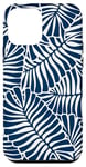 iPhone 12 mini Minimalist Navy Blue Monstera Palm Leaves Case