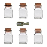 Viva Haushaltswaren G2050150/6S/X Lot de 6 flacons à épices en Verre avec Bouchon en liège 150 ML + Pelle à épices en Bois