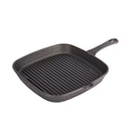 KitchenCraft Cast Iron Griddle Pan for Induction Hob, Square, 23cm, Black