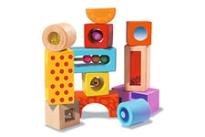 Eichhorn Blocs de Construction sonores – 12 Blocs de Construction en Bois colorés Qui Font des Sons, pour Enfants et bébés à partir de 12 Mois, Jouets en Bois, exclusifs sur Amazon