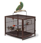 MidWest Homes for Pets 1705001202 Avian Adventures Poquito Avian Hotel, cage à oiseaux de voyage 48 x 39,5 x 60 cm, avec perchoir et 2 gobelets à nourriture en acier inoxydable, Rubis