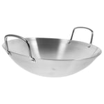 Rostfritt Stål Wok Rund Botten Wok Stor Stekpanna Stor Kapacitet Stekpanna[HK] Silver 26X26cm