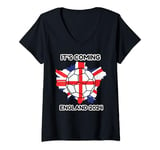 Womens It's Coming England 2024 Football Soccer Lovers V-Neck T-Shirt