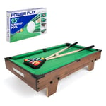 Power Play | Pool Table Game, Portable Wooden Classic Games Table, Indoor Outdoor Game for Kids and Adults, Brown 25inch