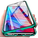 Magnetic Case for OPPO A52/A72/A92, Magnet Adsorption with Double-Sided Tempered Glass, One-Piece Full Screen Coverage Design 360 Degree Full Body Metal Frame Cover - green