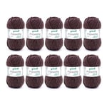 Gründl Laine à feutrer uni (Laine à feutrer, à Tricoter et à Crocheter, Fil 100% Pure Laine Vierge, 50 g / 50 m, Taille d'aiguille : 8-9, 10 x 50 g), Chocolat