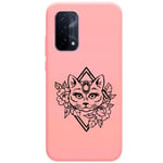 Coque rose Oppo A54 et A74 5G chat fleur