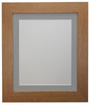 FRAMES BY POST Metro Oak Photo Picture Poster Frame with Dark Grey Mount Plastic Glass 60 x 80cm For Pic Size 50 x 70cm