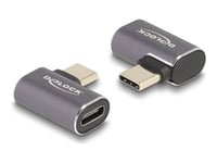 Delock - Usb-Adapter - 24 Pin Usb-C (Hane) Vänster-/Högervinklad Till 24 Pin Usb-C (Hona) - Usb 3.2 / Thunderbolt 3 / Displayport 1.4 - 20 V - 5 A - Usb-Strömförsörjning (100W), Stöd För Power Delivery 3.0, Upp Till 40 Gbps Dataöverföringshastighet