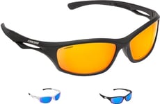 Cressi Sniper Sunglasses Lunettes de Soleil Sportif Adulte Unisexe, Noir/Verres Miroir Orange, Taille Unique