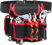 Poche D'Électricien,Sacoche À Outils Professionnelle,Hardware Tools Sac Ceinture,Réglable Porte-Outil Sac De Ceinture Avec Plusieurs Poches Pour Outils Marteau Lampe De Poche Et Clés.Rouge