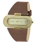 Moog Paris Glam Montre Femme avec Cadran Doré, Eléments Swarovski, Bracelet Bronze en Cuir Véritable - M44088-011