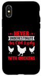 Coque pour iPhone X/XS Ne sous-estimez jamais une vieille dame avec des poulets