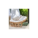 Fauteuil 179x155x36 cm en rotin naturel avec coussin blanc