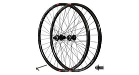 Paire roues 275  vtt jante alu traxx tubeless ready noir frein disque centerlock shimano mt400 tx15 100mm tx12 142mm cassette 9 10 11v  584x21