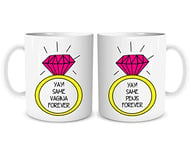 Funny Mugs Same Vagina Forever Same Penis Forever Couples Mug Set Engagement Gift Wedding Present Gift for Friend Humour Banter WSDMUG1308