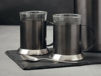 La Cafetiere Edited Set Of 2 Glass Cups Gun Metal Grey