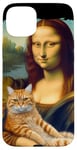 Coque pour iPhone 15 Plus Mona Lisa tenant un chat Portrait d'art Peinture Kitty Cat