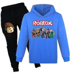 7-14 år Barn Tonåringar Roblox Pullover Hoodies Sweatpants Outfit Set Jogging Träningsoverall Sweatshirt Set Gåvor Dark Blue 9-10Years