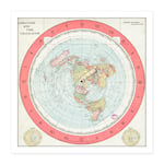 Map Gleason 1892 World Time Calculator Flat Earth Square Framed Wall Art Print Picture 16X16 Inch