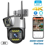 Camera de surveillance exterieure PTZ IP WiFi HD 8MP/4K Bluetooth Alexa Double ecran a double objectif avec detection de mouvement et protocole CCTV