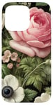 Coque pour iPhone 15 Pro Max Rose classique avec anémones blanches