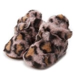 Baby Leopard Print Plush Soft Sole Fluffy Flock Boots Z 0-6m