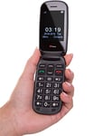 TTfone Lunar TT750 Big Button Simple Easy Clamshell Flip Mobile Phone Pay As You Go (O2 Bundle, Black)